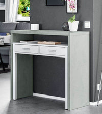 Turin Arctic Concrete Grey and White Extending Desk/Dressing Table/Console Table - UK Luxury Furniture