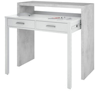 Turin Arctic Concrete Grey and White Extending Desk/Dressing Table/Console Table - UK Luxury Furniture