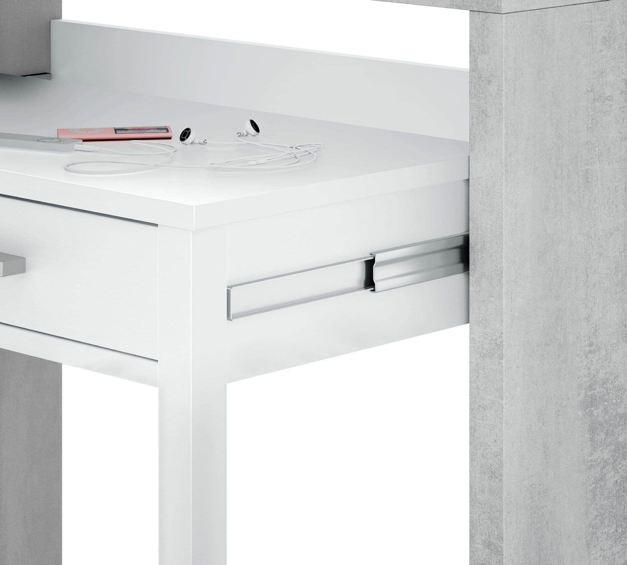 Turin Arctic Concrete Grey and White Extending Desk/Dressing Table/Console Table - UK Luxury Furniture
