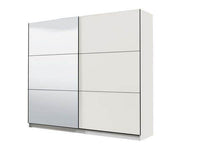 Valentina White 220cm Contemporary Sliding Wardrobe with Integrated Full-Length Mirror - UK Luxury Furniture