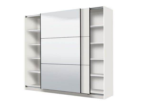 Valentina White 220cm Contemporary Sliding Wardrobe with Integrated Full-Length Mirror - UK Luxury Furniture