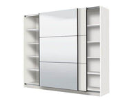 Valentina White 220cm Contemporary Sliding Wardrobe with Integrated Full-Length Mirror - UK Luxury Furniture