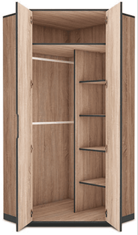 Vant Oak Effect 2-Door Corner Wardrobe: Elegant Storage Solution for Modern Homes - UK Luxury Furniture