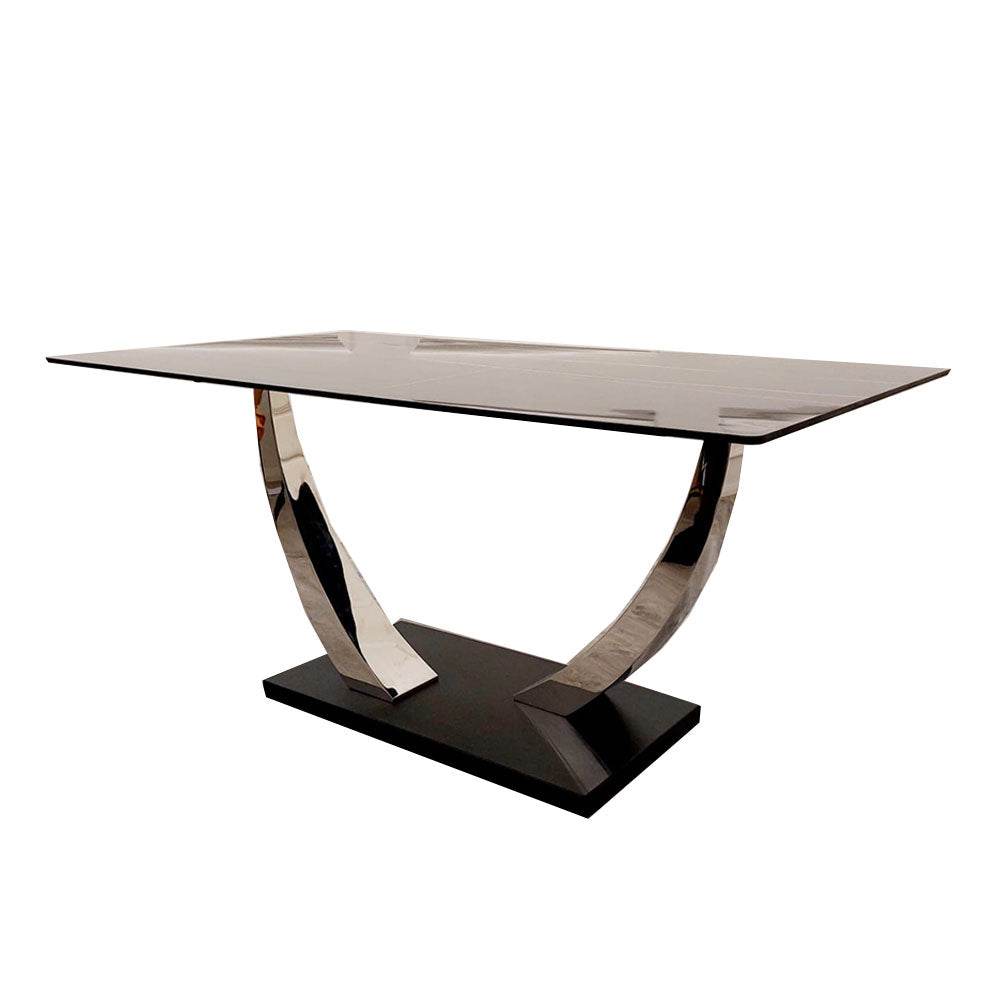 Venus 1.6m Luxury Dining Table with Black Sintered Stone Top & 4 Elegant Luna Chairs - UK Luxury Furniture