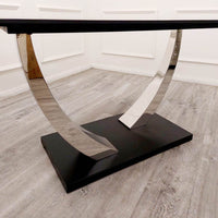 Venus 1.6m Luxury Dining Table with Black Sintered Stone Top & 4 Elegant Luna Chairs - UK Luxury Furniture