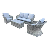 Luxury Grey Rattan 3-Seater Sofa Set with 2 Armchairs and Elegant Coffee Table for Outdoor Spaces - UK Luxury Furniture