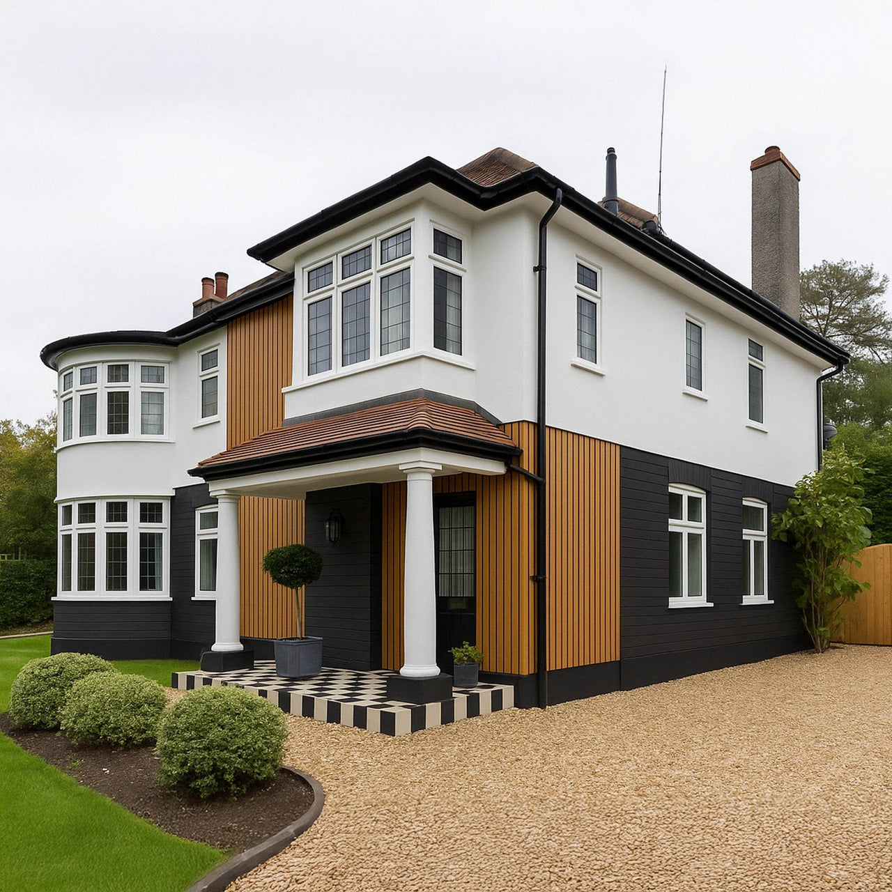 Luxury Outdoor Composite Wall Panels - Weatherproof, UV-Resistant, 25 Year Guarantee, Black & Light Oak - UK Luxury Furniture