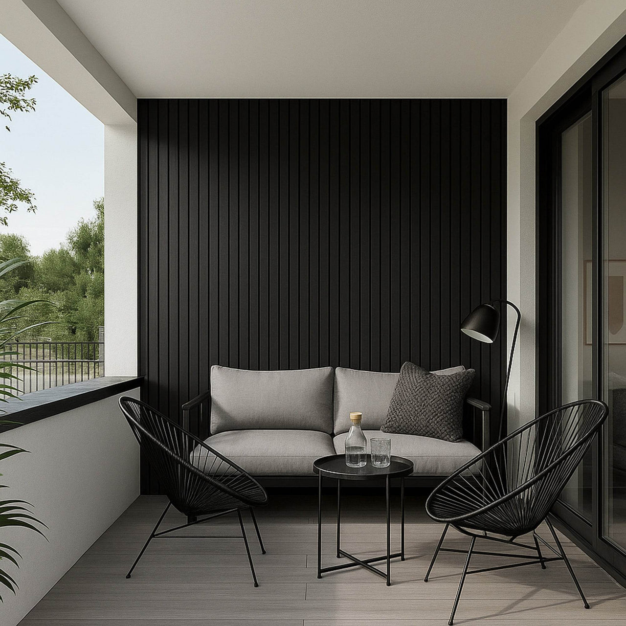 Luxury Outdoor Composite Wall Panels - Weatherproof, UV-Resistant, 25 Year Guarantee, Black & Light Oak - UK Luxury Furniture